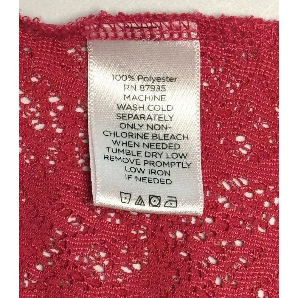 Susan Graver Sheer Lace Tunic Blouse Sz M Fuchsia Popover Longline Layering
